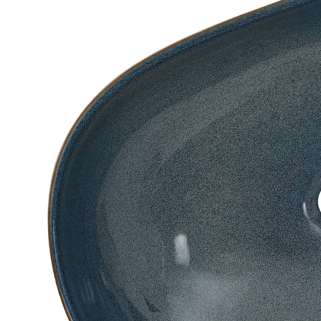 vidaXL Vasque à poser sable et bleu ovale 59x40x14 cm céramique