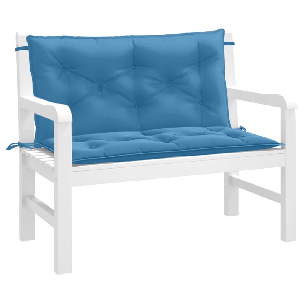 vidaXL Coussins de banc de jardin lot de 2 bleu mélangé tissu