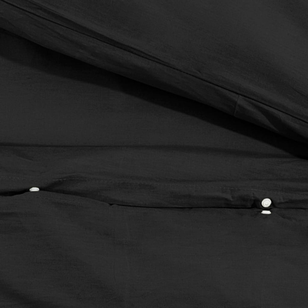 vidaXL Ensemble de housse de couette Noir 135x200 cm Coton
