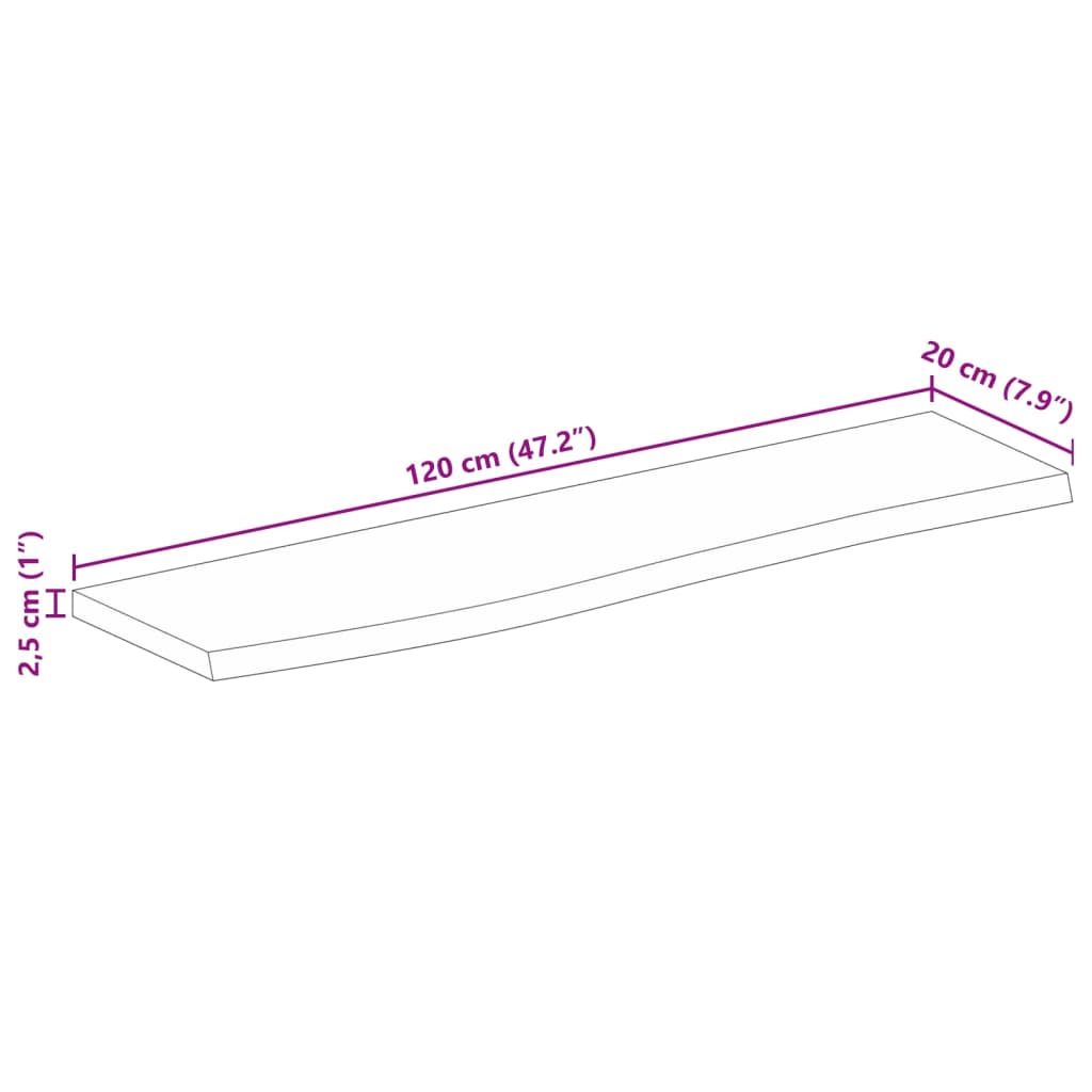 vidaXL Dessus de table à bord vivant 120x20x2,5cm bois massif manguier