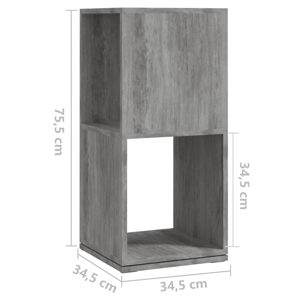 vidaXL Armoire rotative Gris béton 34,5x34,5x75,5 cm bois d'ingénierie