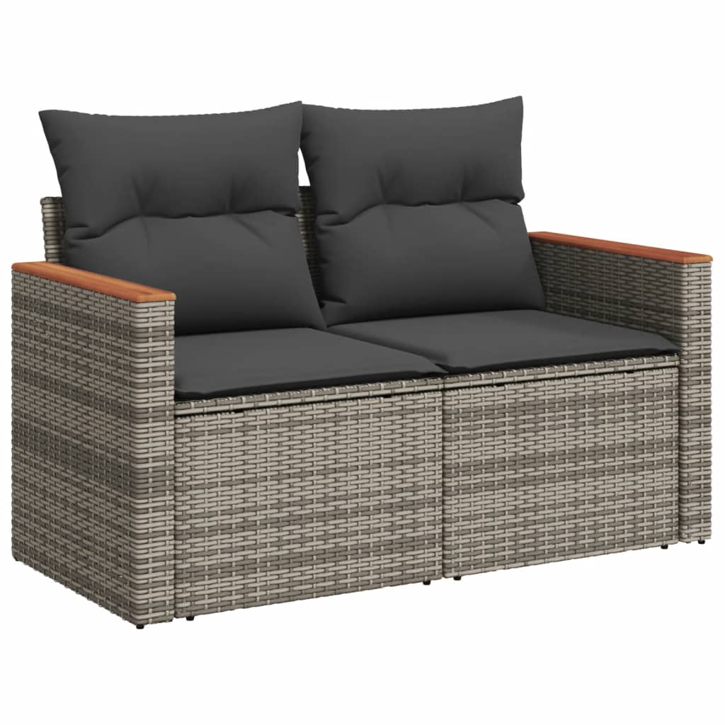 vidaXL Salon de jardin 6 pcs avec coussins gris résine tressée