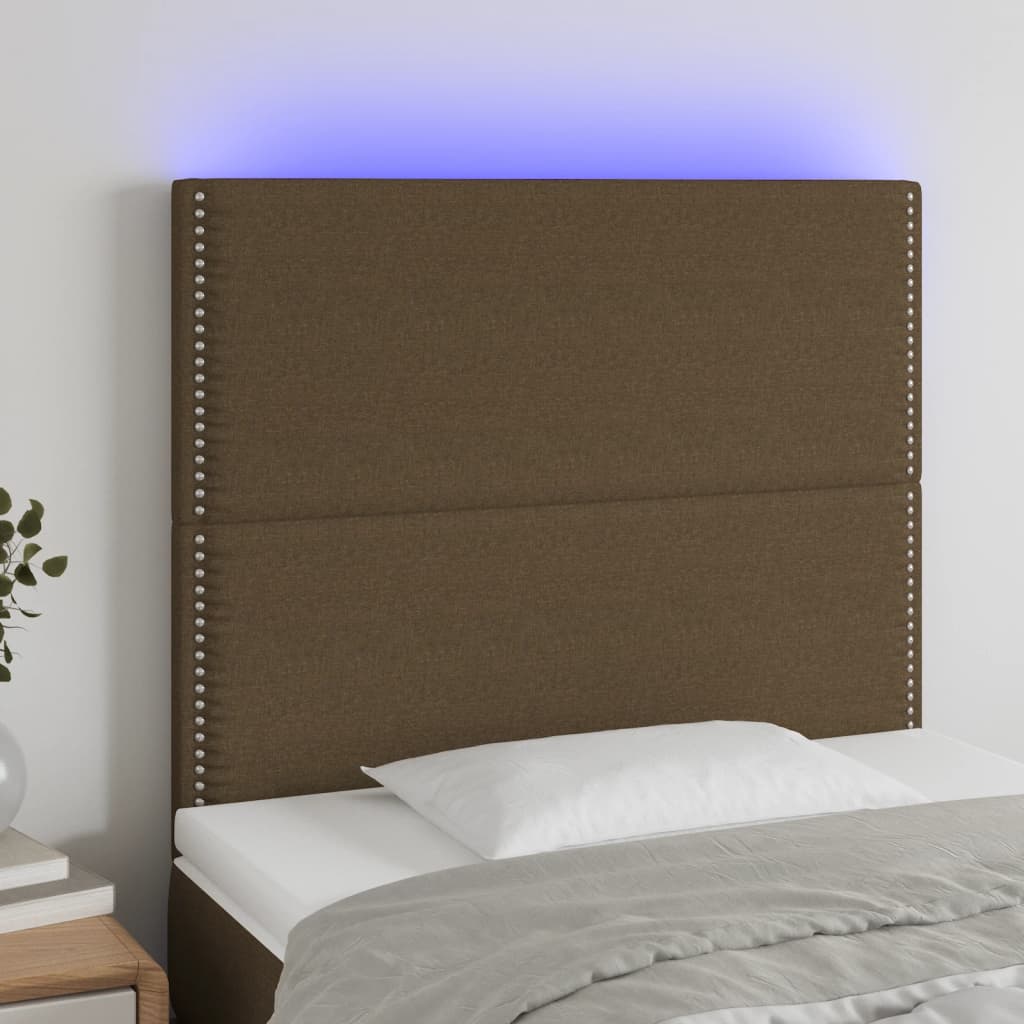 vidaXL Tête de lit à LED Marron foncé 80x5x118/128 cm Tissu