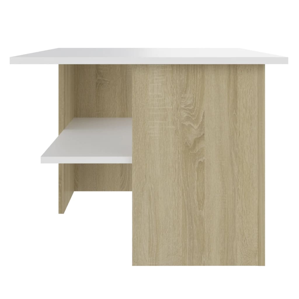 vidaXL Table basse Blanc et chêne sonoma 90x60x46,5 cm Aggloméré