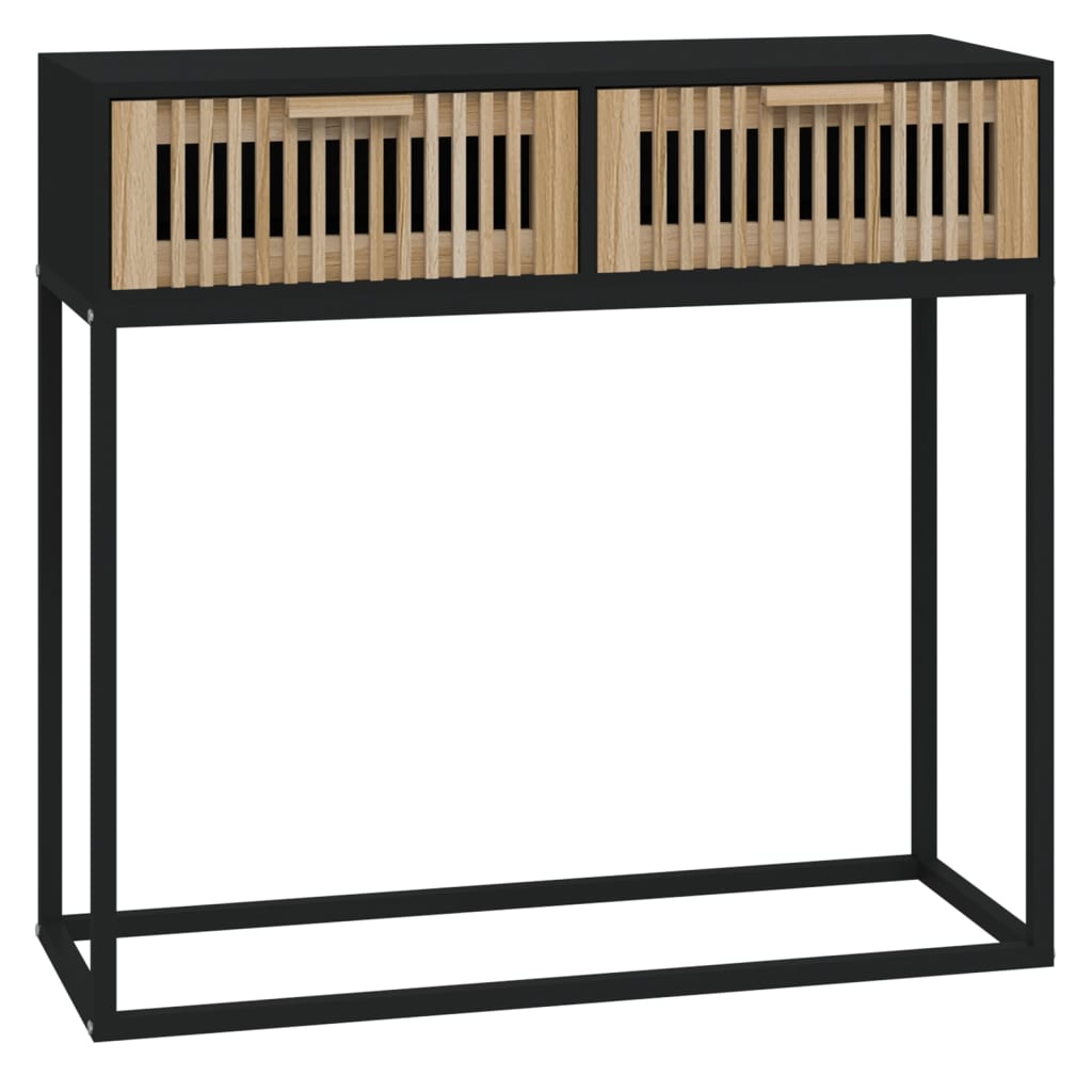 vidaXL Table console noir 80x30x75 cm bois d'ingénierie et fer