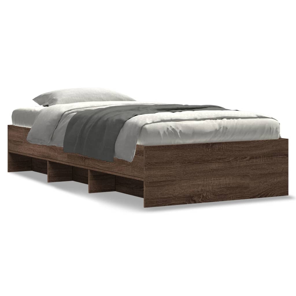 vidaXL Cadre de lit sans matelas chêne marron 75x190cm bois ingénierie