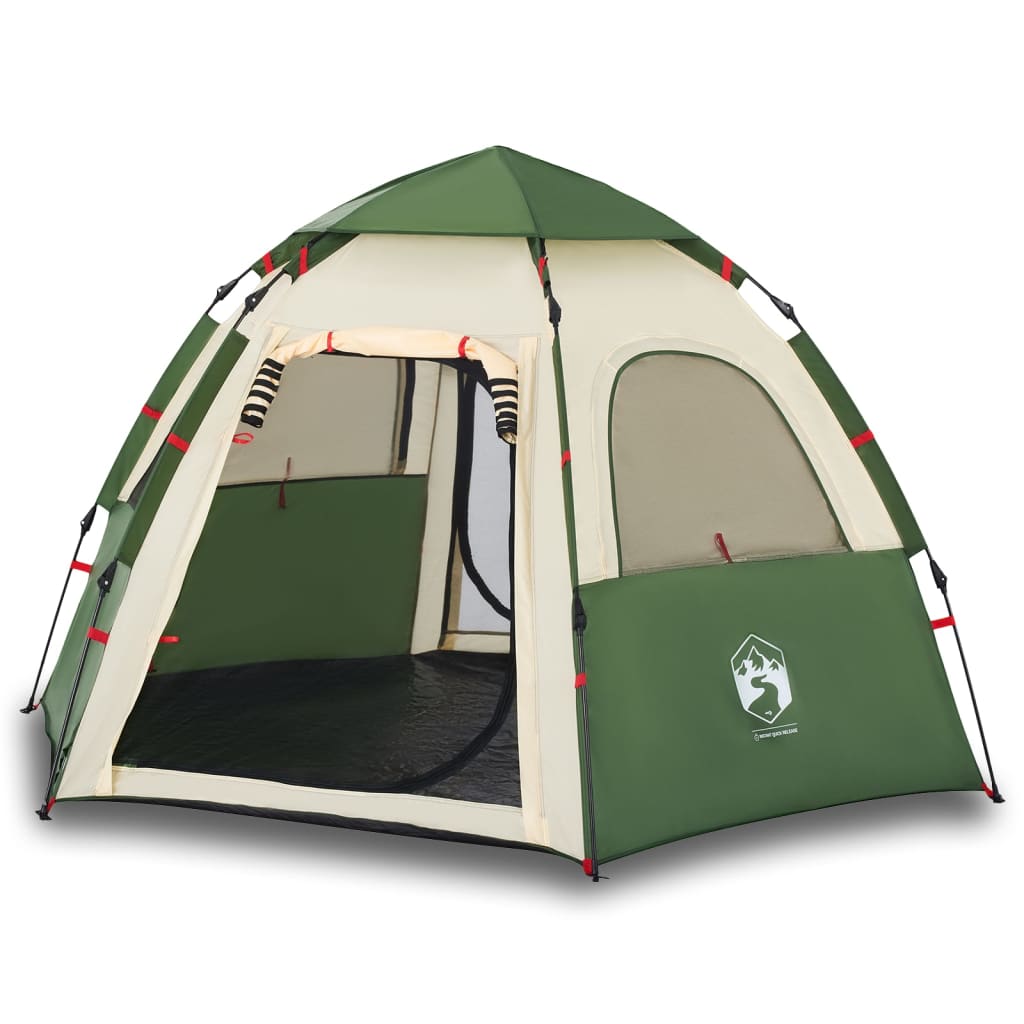 vidaXL Tente de camping cabine 4 personnes vert libération rapide