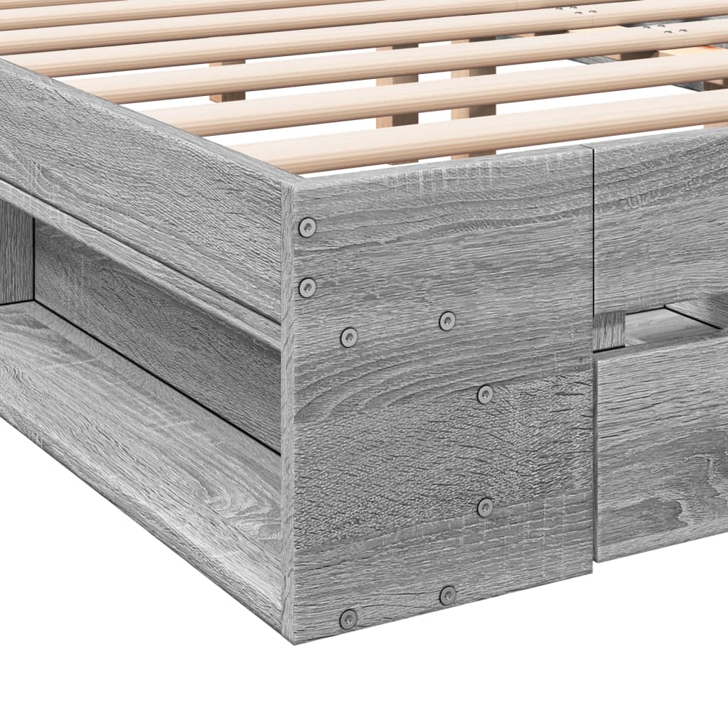 vidaXL Cadre de lit avec tiroirs sans matelas sonoma gris 140x190 cm