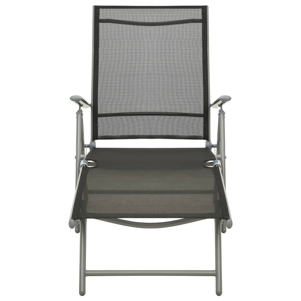 vidaXL Chaise longue pliable Textilène et aluminium noir et argenté