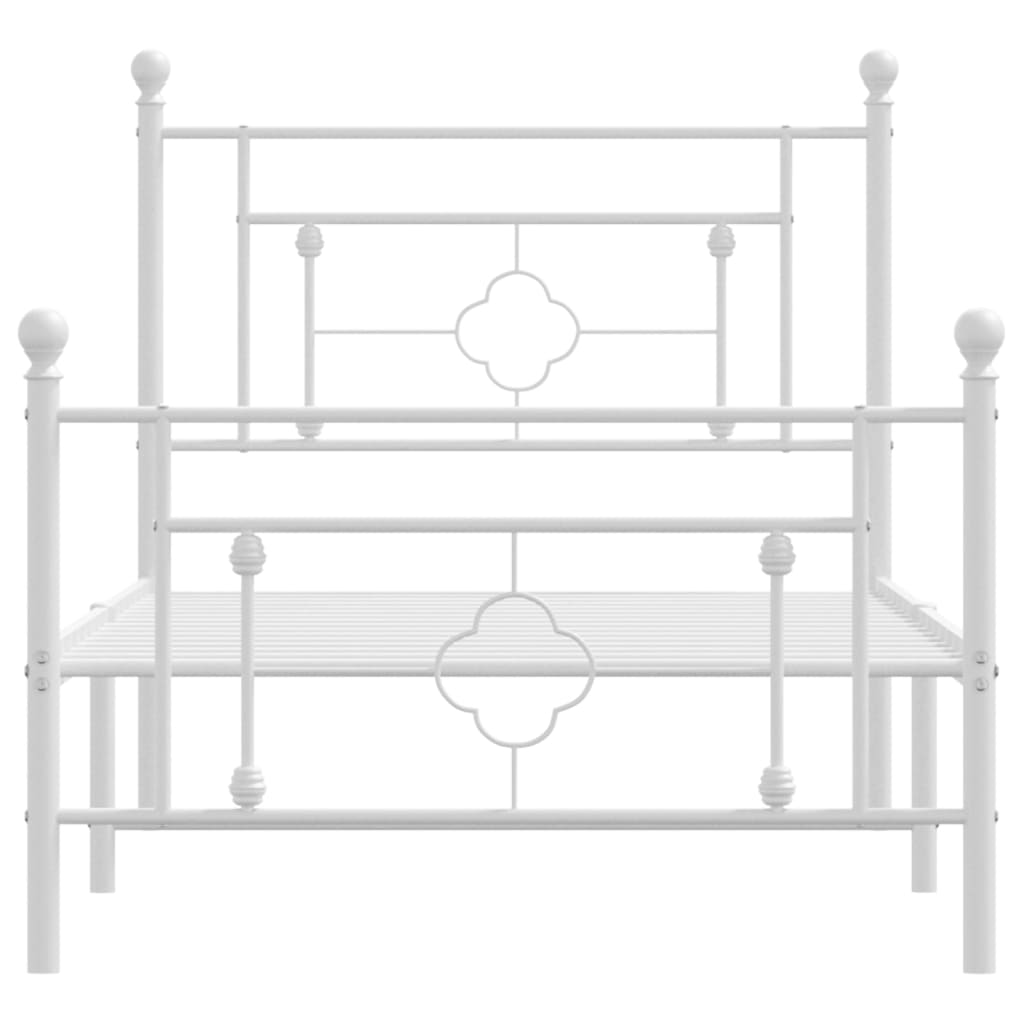 vidaXL Cadre de lit métal sans matelas avec pied de lit blanc 90x200cm