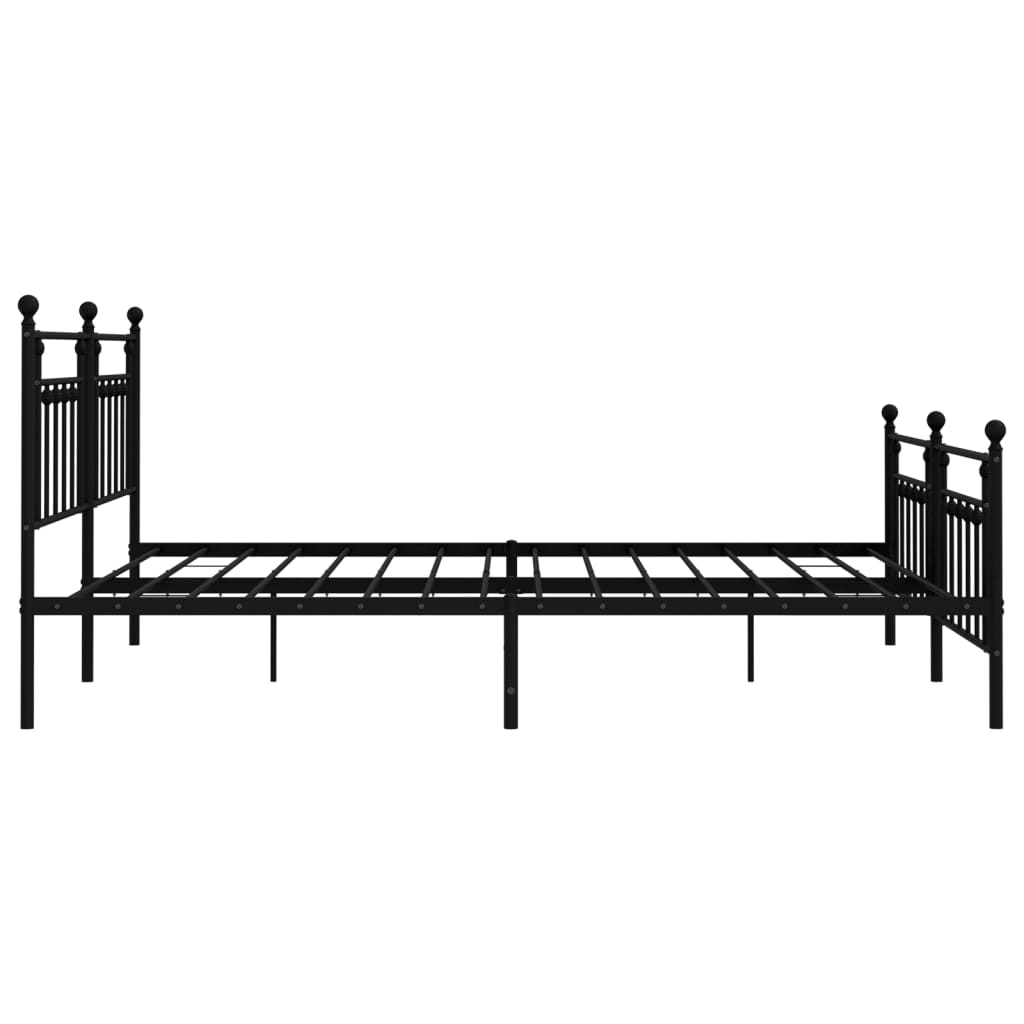 vidaXL Cadre de lit métal sans matelas avec pied de lit noir 200x200cm