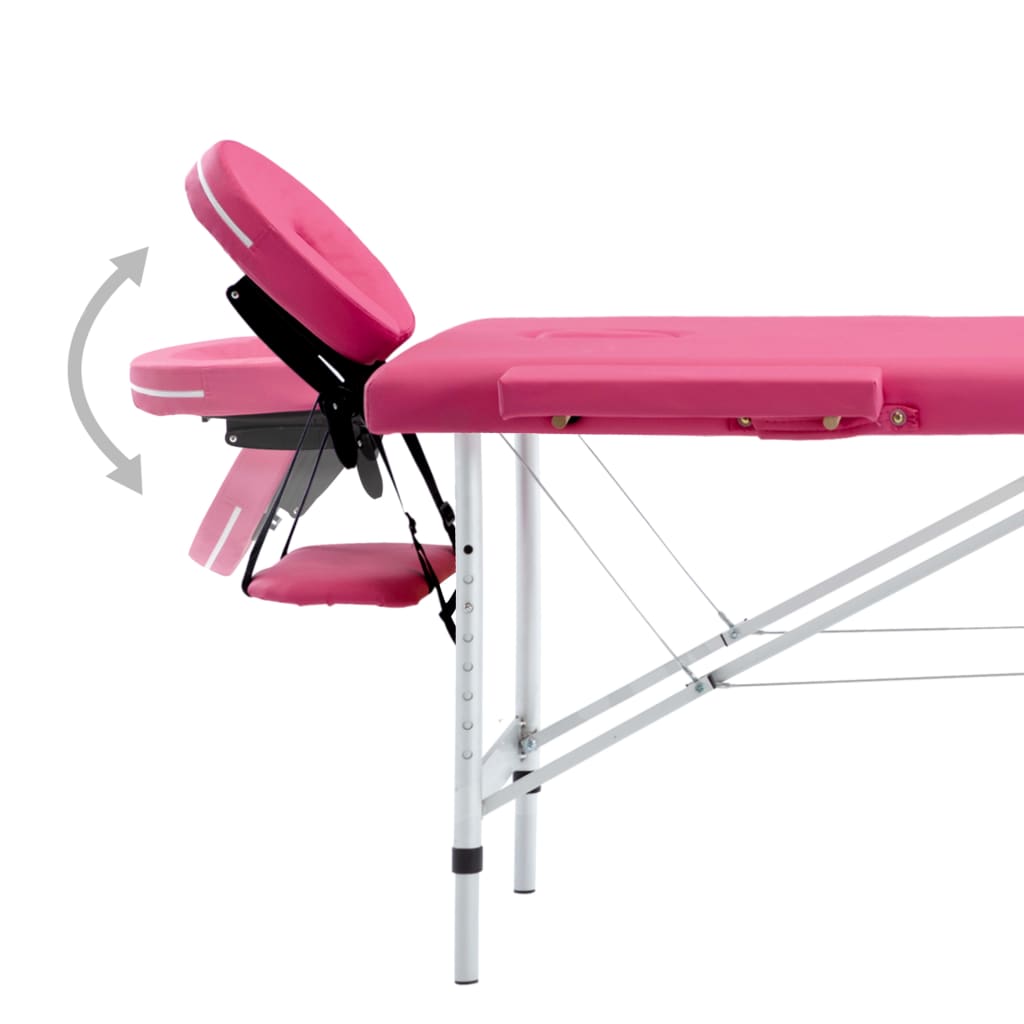 vidaXL Table de massage pliable 4 zones Aluminium Rose