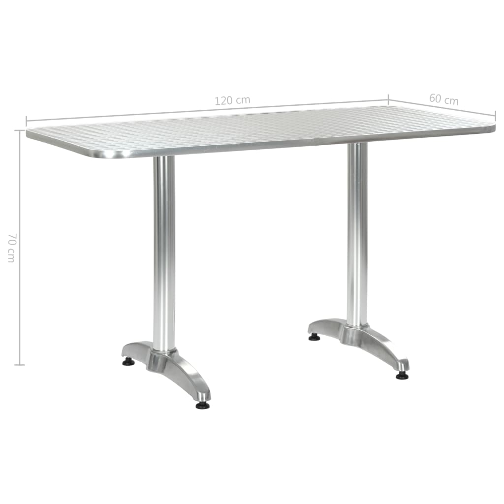 vidaXL Table de jardin Argenté 120x60x70 cm Aluminium