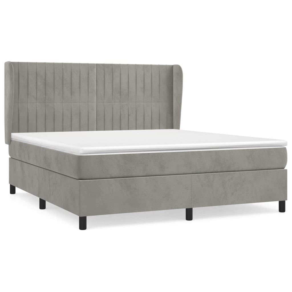 vidaXL Sommier à lattes de lit et matelas Gris clair 180x200cm Velours