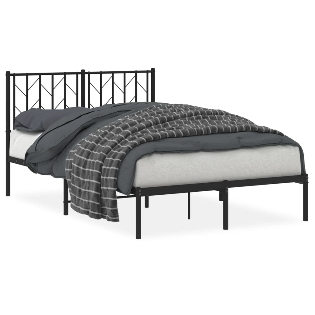 vidaXL Cadre de lit métal sans matelas avec tête de lit noir 120x190cm