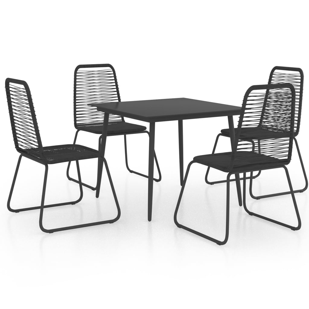 vidaXL Ensemble à manger de jardin 5 pcs PVC résine tressée noir