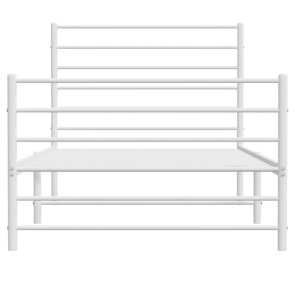 vidaXL Cadre de lit métal sans matelas et pied de lit blanc 100x190 cm