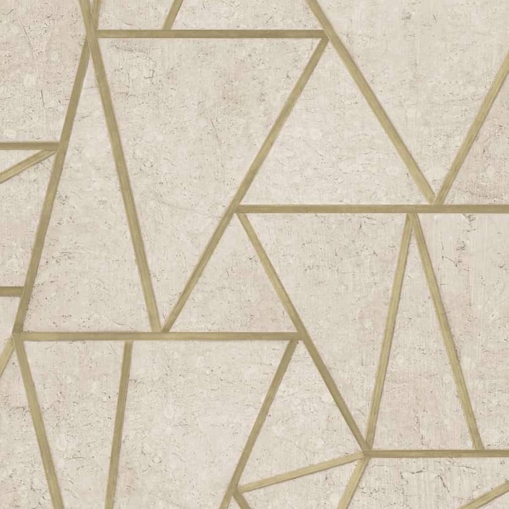DUTCH WALLCOVERINGS Papier peint Triangles Beige et doré