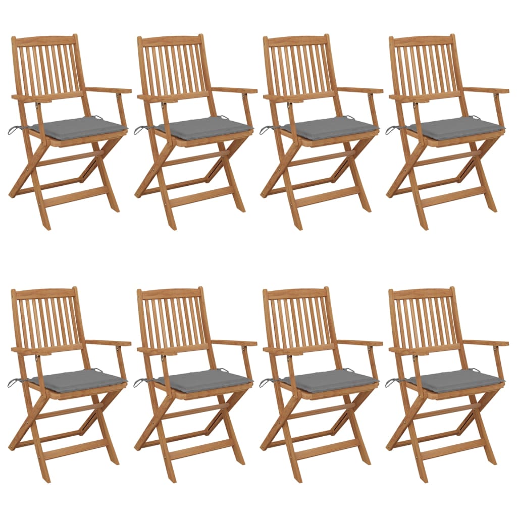 vidaXL Chaises pliables de jardin lot de 8 avec coussins Bois d'acacia