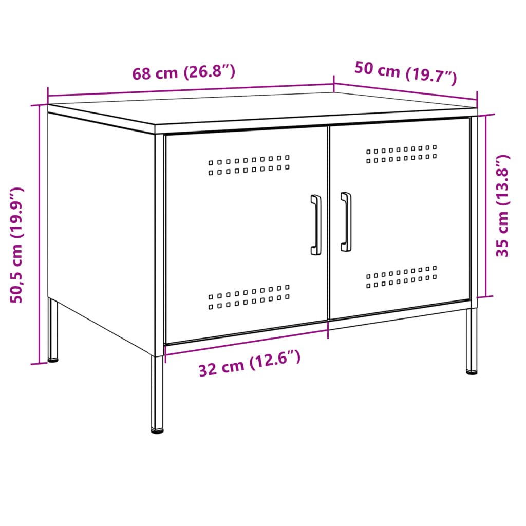 vidaXL Table basse rose 68x50x50,5 cm acier laminé à froid