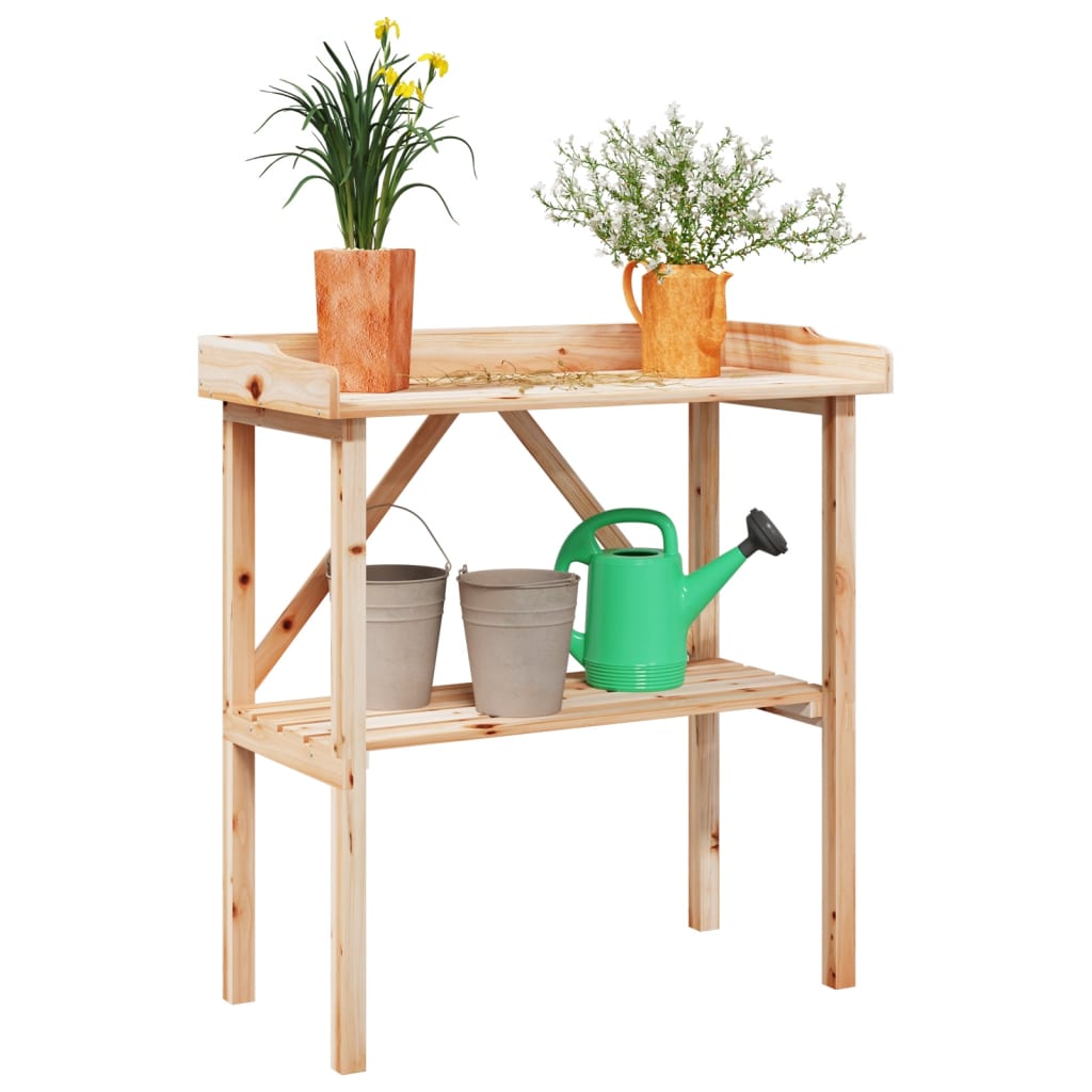 vidaXL Table à plantes avec étagère 78x38x82,5 cm bois de sapin solide