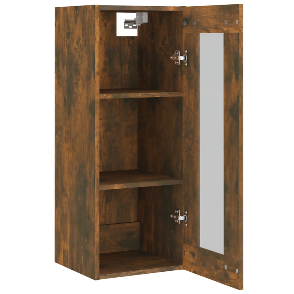 vidaXL Armoire murale suspendue Chêne fumé 34,5x34x90 cm