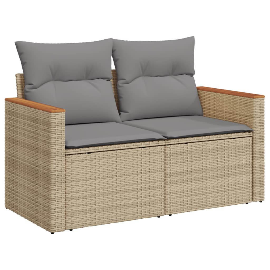 vidaXL Salon de jardin avec coussins 4pcs mélange beige résine tressée