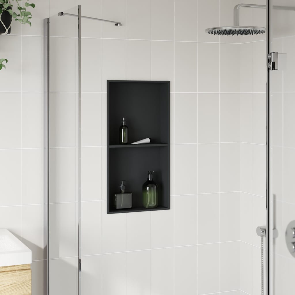 vidaXL Niche de douche noir mat 32x62x9 cm acier inoxydable