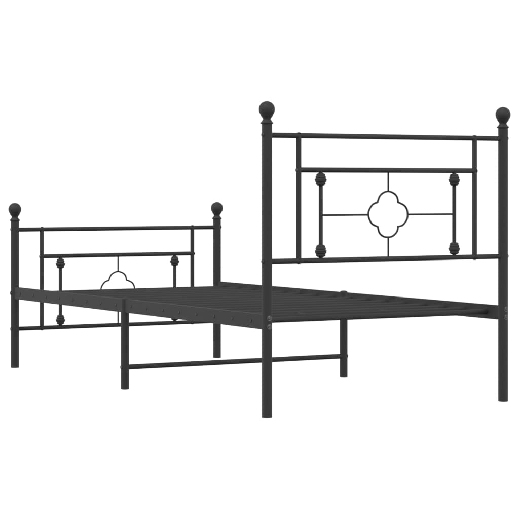 vidaXL Cadre de lit métal sans matelas avec pied de lit noir 90x200 cm