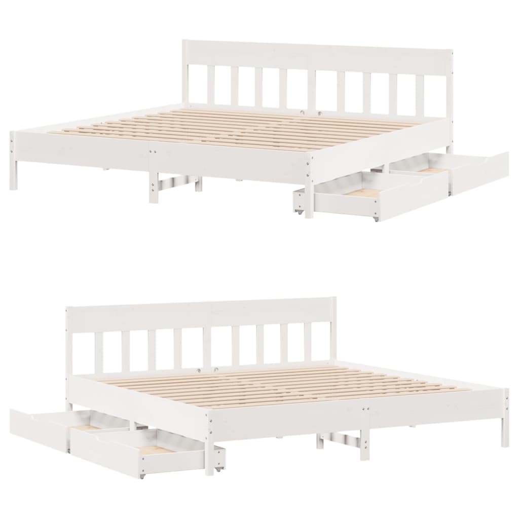 vidaXL Cadre de lit sans matelas blanc 180x200 cm bois massif de pin