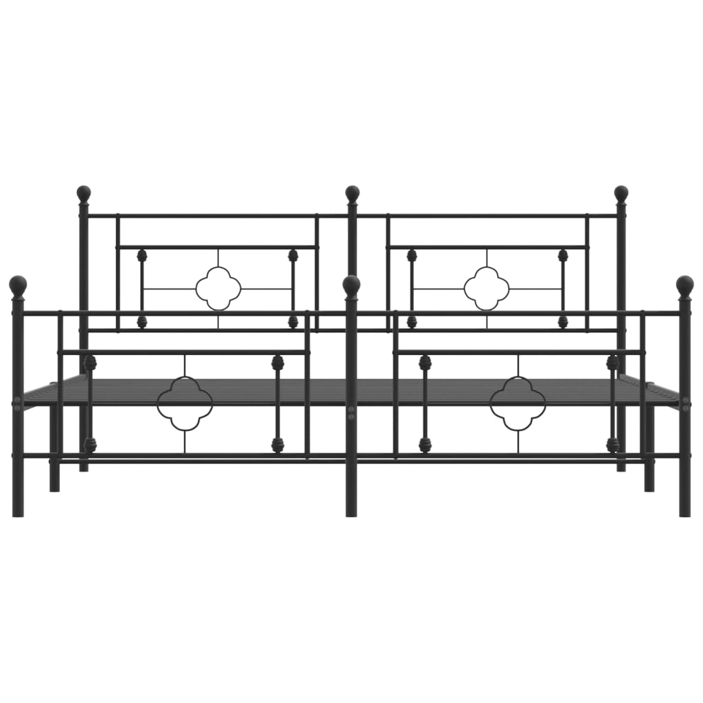 vidaXL Cadre de lit métal sans matelas avec pied de lit noir 183x213cm