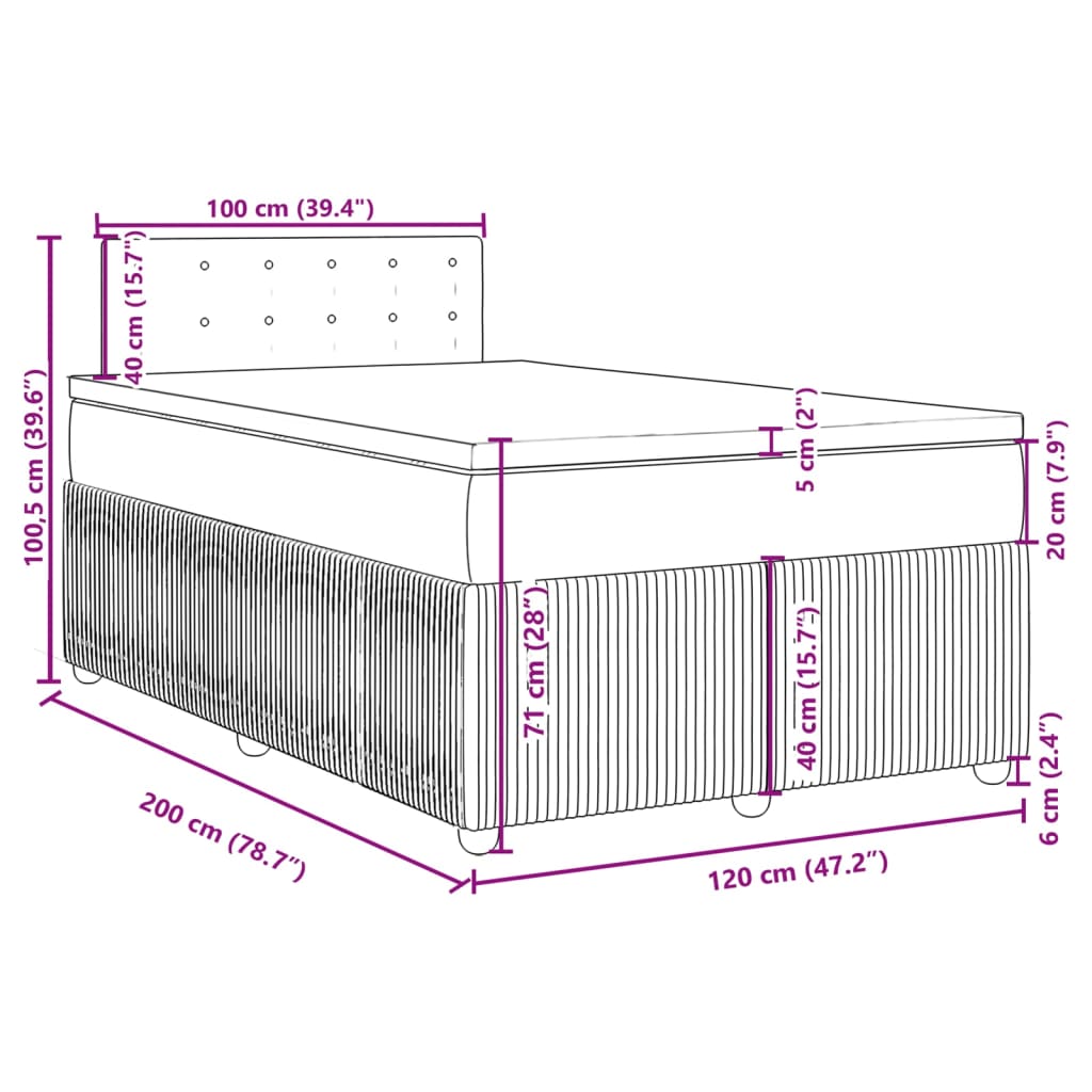 vidaXL Sommier à lattes de lit avec matelas Crème 120x200 cm Tissu