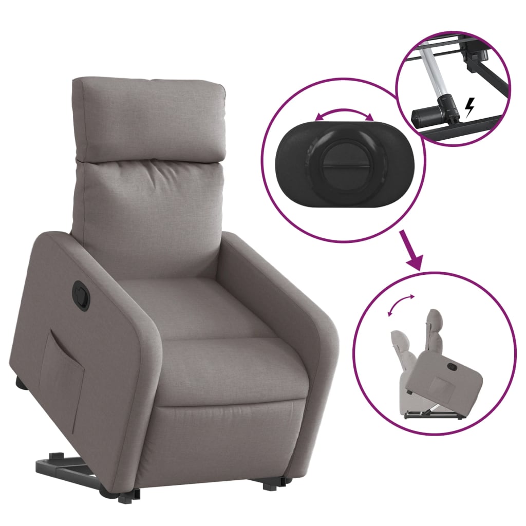 vidaXL Fauteuil inclinable taupe tissu