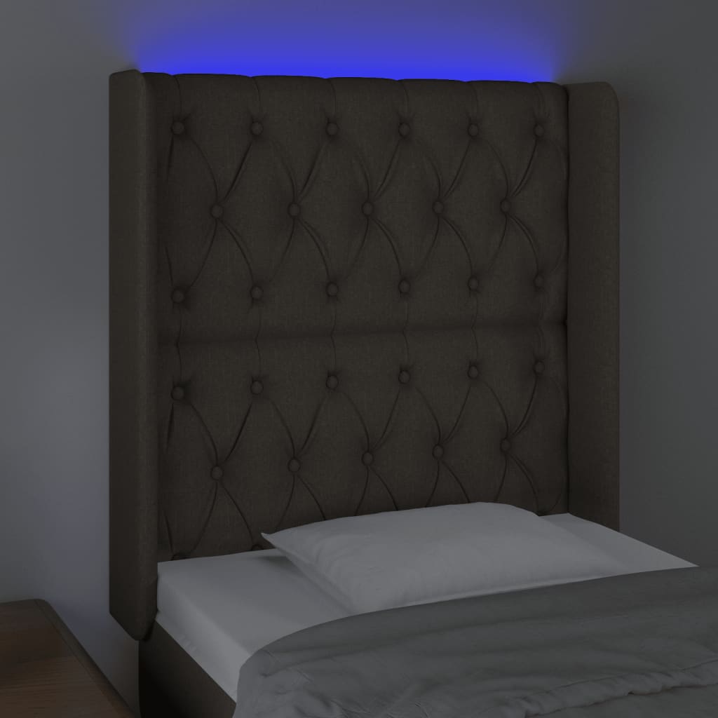 vidaXL Tête de lit à LED Taupe 83x16x118/128 cm Tissu