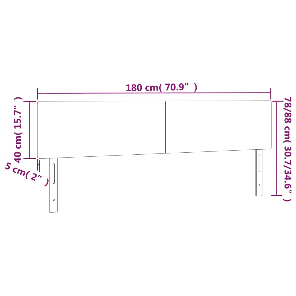 vidaXL Tête de lit à LED Bleu foncé 180x5x78/88 cm Velours