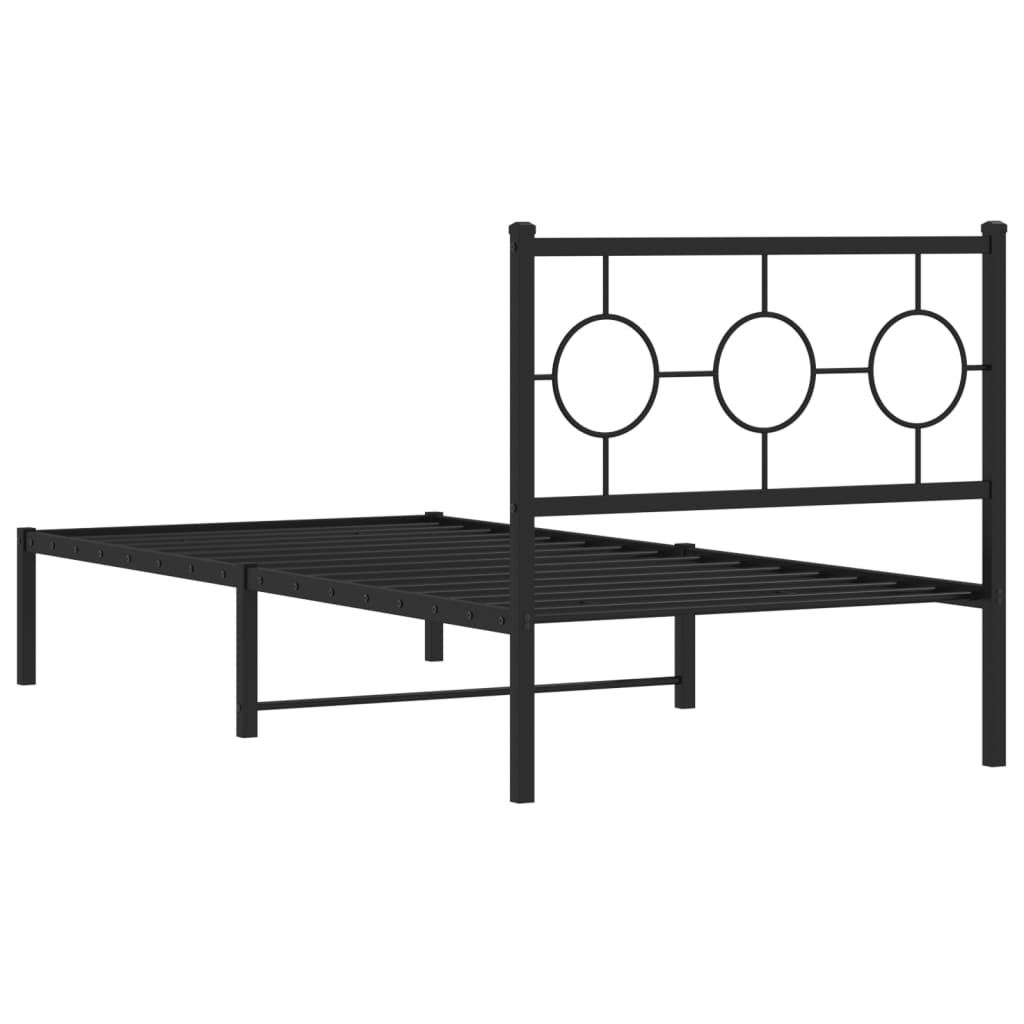 vidaXL Cadre de lit métal sans matelas avec tête de lit noir 90x200 cm