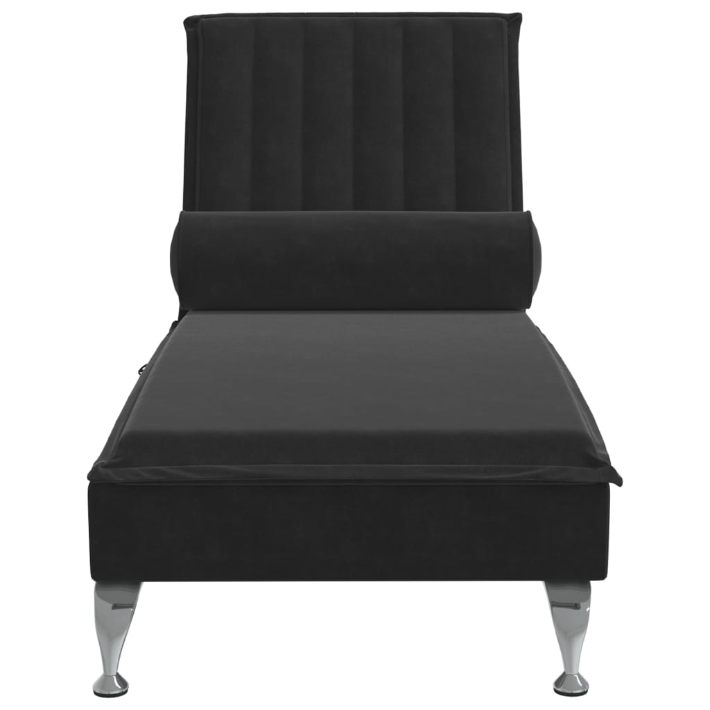 vidaXL Chaise longue de massage avec traversin noir velours