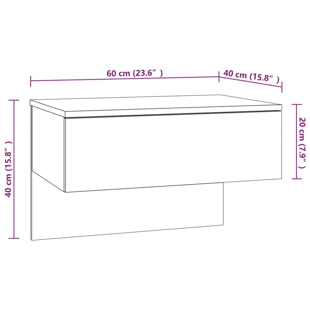 vidaXL Tables de chevet murales 2 pcs Sonoma gris