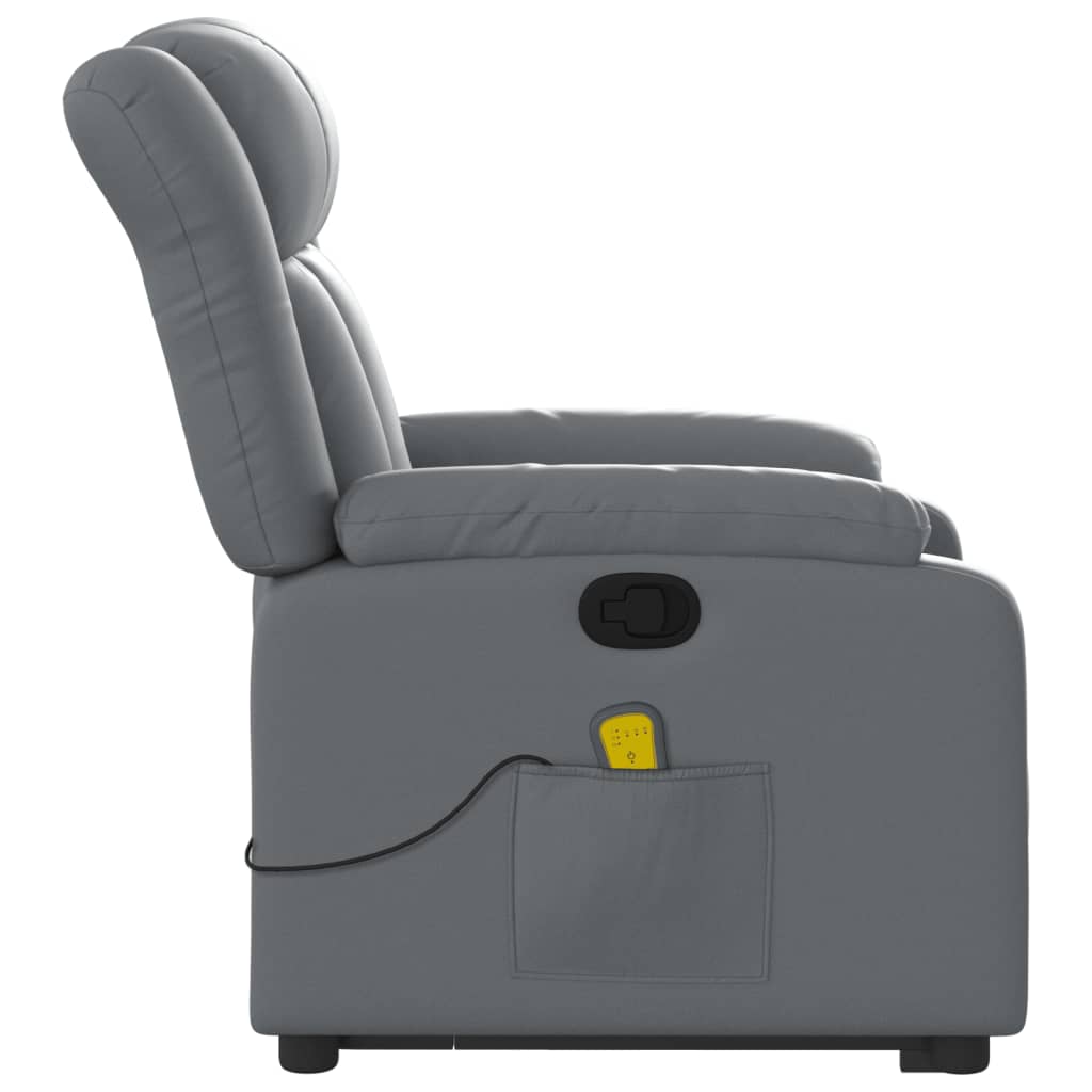 vidaXL Fauteuil inclinable de massage Gris Similicuir