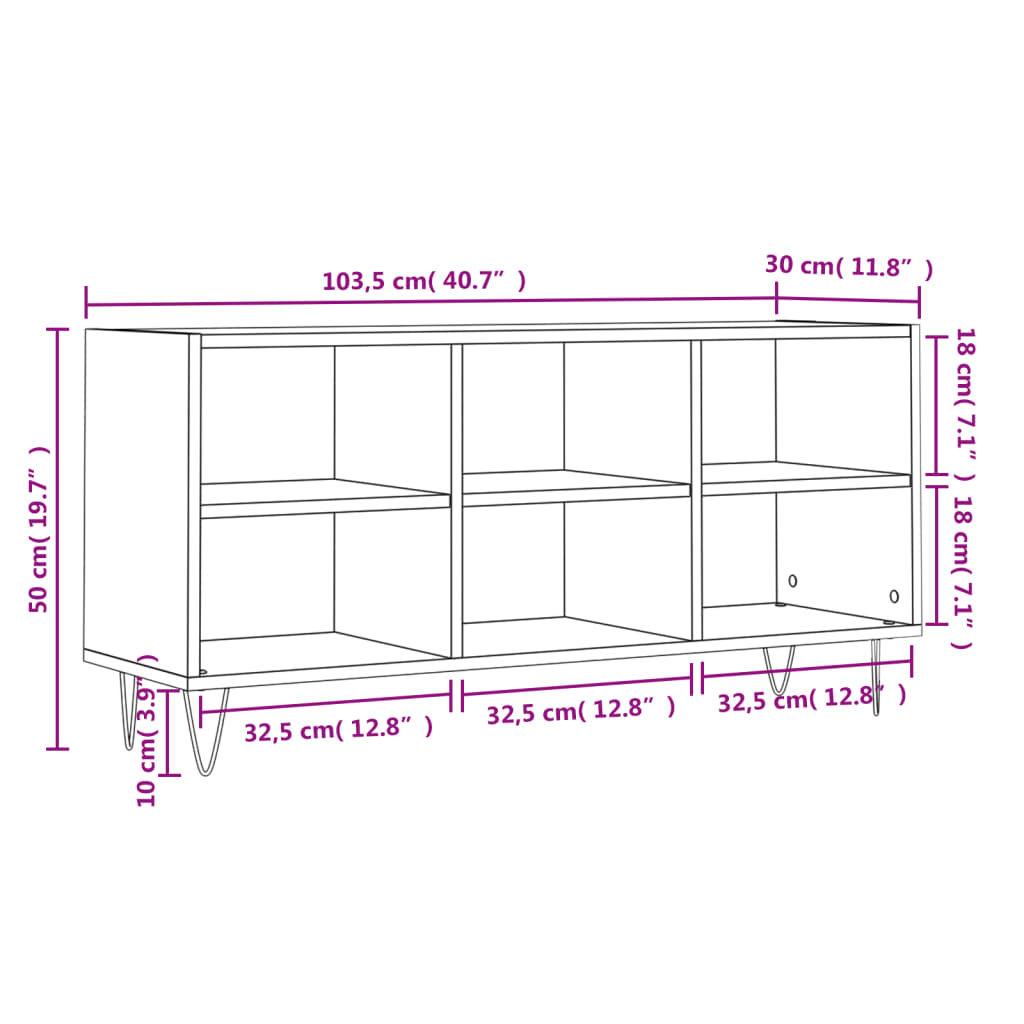 vidaXL Meuble TV chêne marron 103,5x30x50 cm bois d'ingénierie