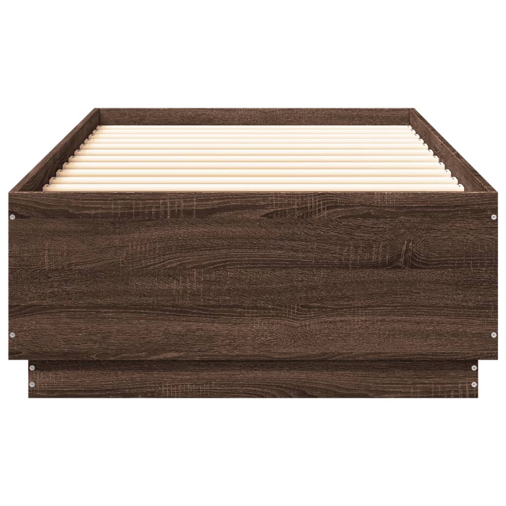 vidaXL Cadre de lit avec lumières LED chêne marron 100x200 cm