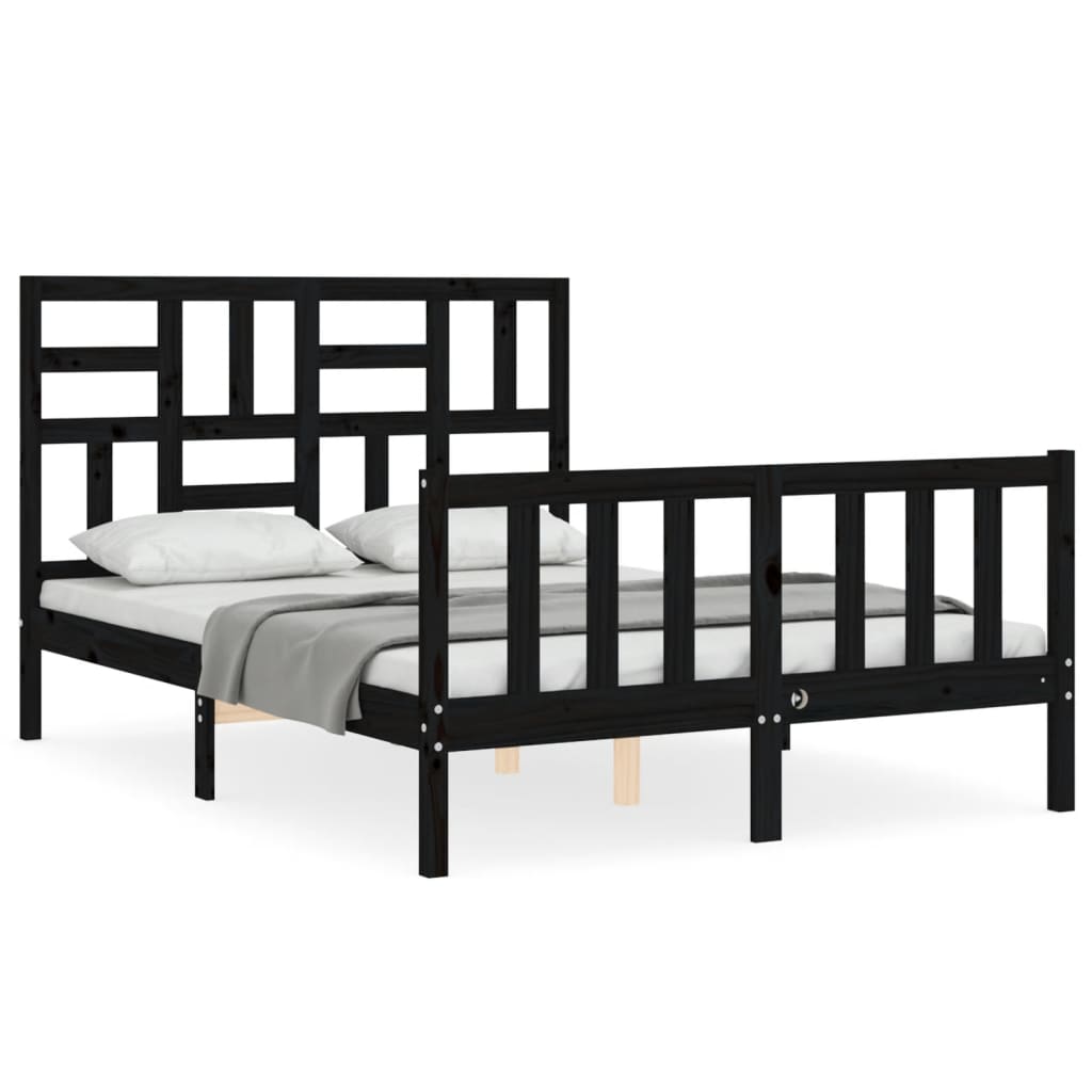 vidaXL Cadre de lit sans matelas noir bois de pin massif