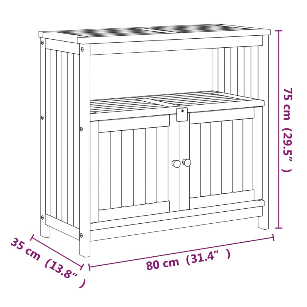 vidaXL Table console de jardin 80x35x75 cm bois massif d'acacia