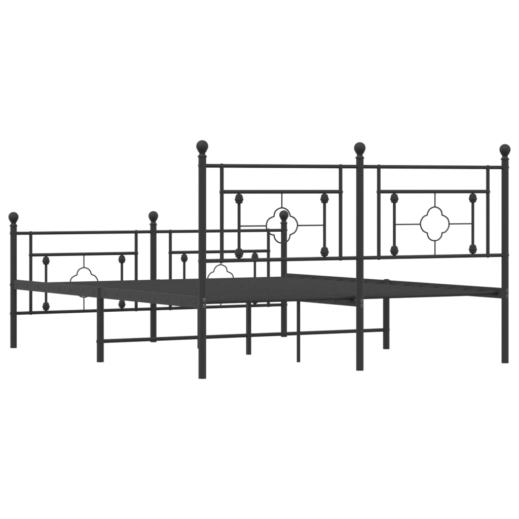 vidaXL Cadre de lit métal sans matelas avec pied de lit noir 150x200cm