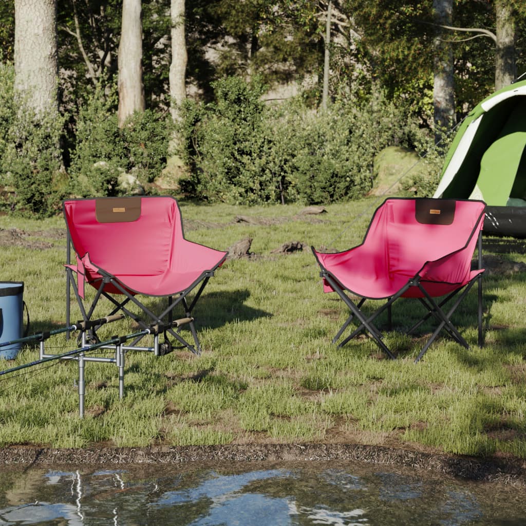 vidaXL Chaise de camping avec poche pliable lot de 2 rose