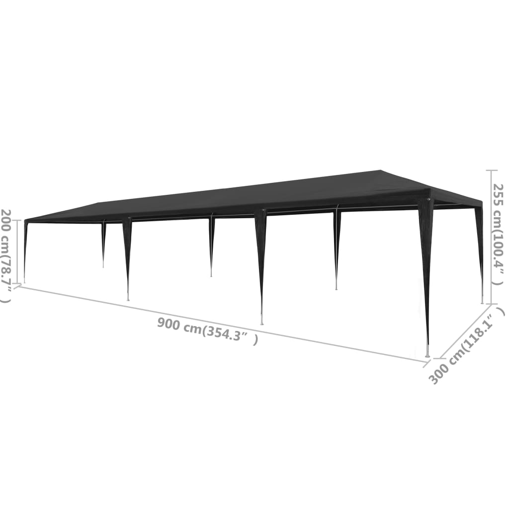 vidaXL Tente de réception 3x9 m PE Anthracite