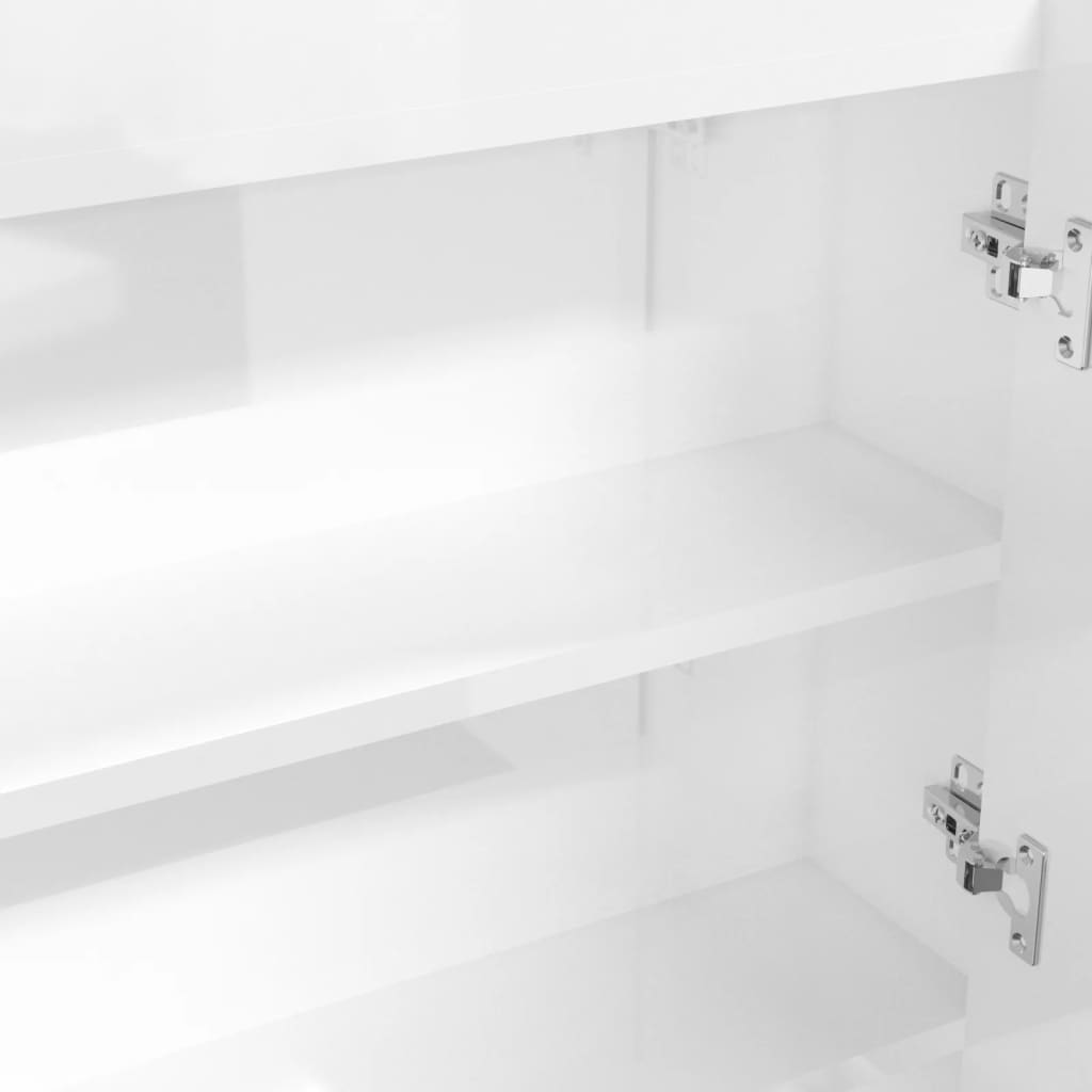 vidaXL Armoire à miroir de salle de bain 80x15x60cm MDF Blanc brillant