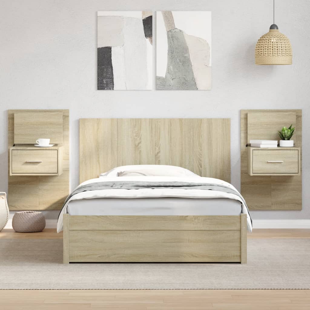 vidaXL Tête de lit avec armoires chêne sonoma 120 cm bois d'ingénierie