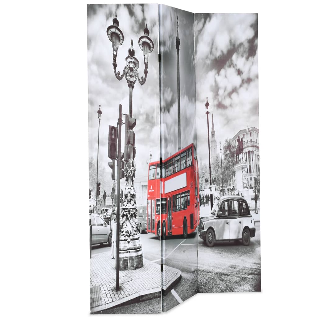 vidaXL Cloison de séparation 120 x 170 cm Bus londonien Noir et blanc