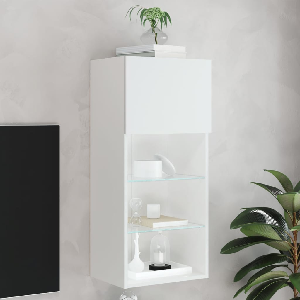 vidaXL Meuble TV avec lumières LED blanc 40,5x30x90 cm